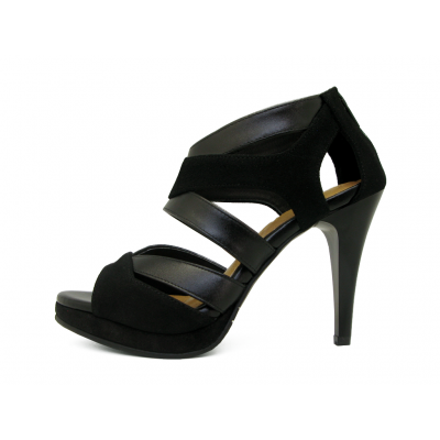 Women Courts High Heel HSC-20 Black Suede-Black Nappa